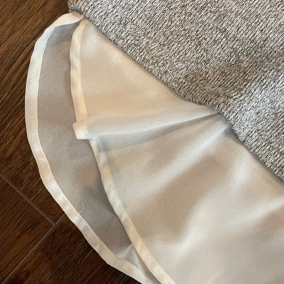 Lulu’s Grey Sweater w/ White Chiffon Illusion - Picture 3 of 4